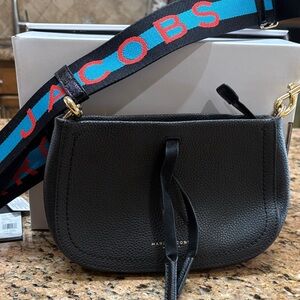 Marc Jacobs Black Crossbody Bag with Red and Blue Strap